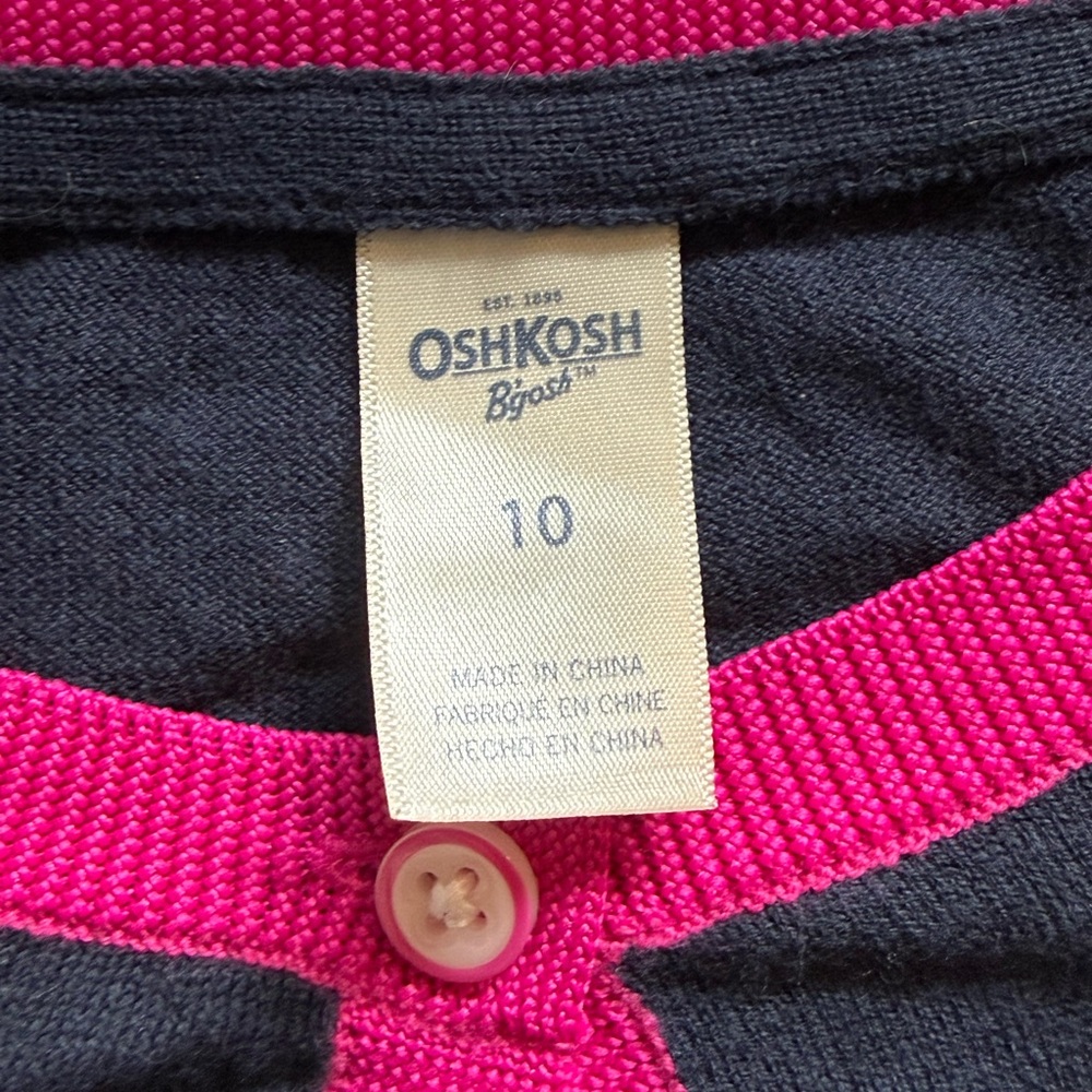 OshKosh B'gosh Navy Sweater with Hot Pink Trim - Picture 2 of 2